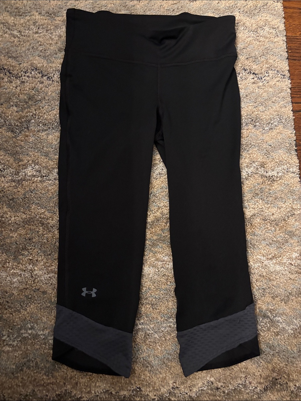 Under Armour Black Capri Leggings with Gray Hem Accents